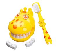 2Pcs Kids Teeth Brushing Giraffe Toy, Educational Tooth Model with Toothbrush Dental Hygiene Practice Teaching Tool Role Play Game for Cultivating Good Brushing Habits for Boys Girls (Yellow)