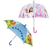 2Pcs Kids Umbrellas for Ages 3-7, Lightweight Windproof & Waterproof Stick Brollies with Safe Easy-Grip Handle, Summer, School, Travel, Rainy Day Gift for Boys & Girls