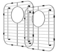 2Pcs Kitchen Sink Protector 34x30cm Stainless Steel Double Bowl Sink Bottom Grid with R50 Corner Multifunctional Sink Rack Dishes Drainer Grid for Sink Grate(offset hole)