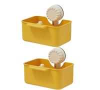 2Pcs Kitchen Sink Strainer Drainer Basket with Suction Cup,Food Waste Filter Basket,Sponge Brush Holder for Kit-chen Home,Efficient Kitchen Waste Management (Yellow)