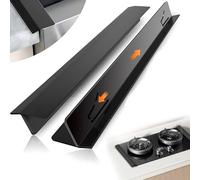 2PCS Kitchen Stove Counter Gap Covers,Heat Resistant Stainless Steel Oven Gap Filler Strip Adjustable Length 13.8" to 27.5", T Shape Cooker Side Gap Cover for Between Furnaces and Oven Counter