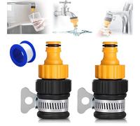 2PCS Kitchen Tap Hose Connector, Hose Adapter for Kitchen Tap with Adjustable Stainless Steel Collar, Universal Tap Connector for Hose Pipe, 12-16mm Hosetap Connectors Kitchen for Garden Indoor (2PCS)