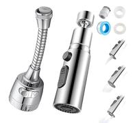 2PCS Kitchen Tap Spray Head,Kitchen Tap Extension,360° Swivel Tap Extender,Universal Sink Faucet Extension Adapter, for Kitchen Sink (Short & Long)