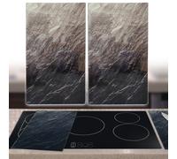 Glass Chopping Board Cutting Ceramic Hob Cover Worktop Stone Effect Set of 2