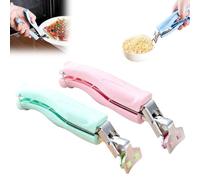 2PCS Kitchen Tongs Set - 2025 Multi-Purpose Heat-Resistant Clips, Non-Slip Plate Grippers, Ideal for Cooking, Baking, BBQ, Microwave & Oven (Green & White)