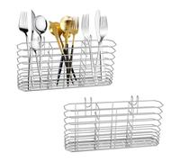 2Pcs Kitchen Utensils Holder Stainless Steel Cutlery Hanging Basket with 3 Compartments Rustproof Hollow Out Cooking Utensil Organizer Kitchen Utensil Organizer Stand for Cooking Utensils Spoons