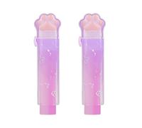 2Pcs Kitten Push Pull Eraser Sliding Action Rubber Erasers Retractable Pencil Erasers for Kids Students Drawing Lovely Puss Foot Eraser