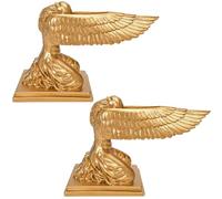2Pcs Kneeling Ark Angel Statue, Cherub Decor Statue, Shittim Wood Arc of the Covenant Replica, Praying Figurine Sculpted Wing for Home Garden, Innovative Indoor Movie Props Gold Finish (9.4" x 5.9")