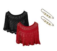 2PCS Knit Shawl Scarf for Women UK Lightweight Scarves Shawls Wraps Open Knit Top Lace Solid Hollow Out Knitted Sun Proof Shawl Gifts for Her Stocking Fillers