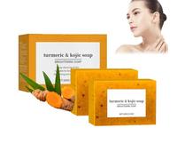 2PCS Kojic Acid & Turmeric Cleansing Bar - Kojic Acid And Turmeric Soap - Exfoliating Face & Body Treatment | Back Acne Care, Brightening Soap for Dullness - Unscented Natural Formula