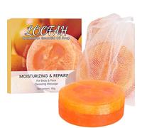 2pcs Kojic Acid & Turmeric Exfoliating Soap Bar for Dark Spots Brightening - Natural Handmade Loofah Soap Base with Lemon Oil, 100g Gentle Cleansing Bar for Body & Face, Vegan & Sustainable Skincare