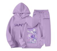 2PCS Kpop Cartoon Hunters Printing Costume Kids Hoodie and Joggers,K Pop Costume Girls Hoodies and Sweatpants Huntrix Huntr/X Hip Hop Streetwear Oversized Fashion Sports Hooded Sweatshirts Tracksuits