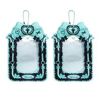 2PCS Kpop Photocard Holder Keychain Gifts for Fans Pop Music Lovers, Cute Photo Card Sleeves, Green Transparent Y2K Kawaii Bow Lace Acrylic ID Badge Protector for Women Birthday Christmas Presents