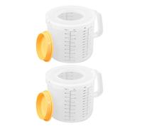 2pcs L Plastic Measuring Bowl with Lid for Baking and Mixing | Splashproof Graduated Pitcher, Home Kitchen Use, Cake and Bread Prep, Beginner and Experienced Bakers