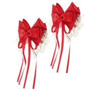 2pcs Lace Hair Bow Clip Decorative Metal Red for Women | Elegant Lightweight Comfortable Wear, Sweet Pretty Adorable Style, Black Bow Hair Clips for Women