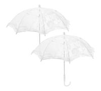 2pcs Lace Parasol Props for Wedding Photography White | Steel and Plastic Build, Ergonomic Handle, Elegant Classic Romantic Style