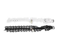 2PCS Lace Wedding Pet Collar for Small Cats & Dogs | Black/White Elegant Pearl Decoration | Festivals/Parties/Photo Shoots | Sturdy PU & Metal Design