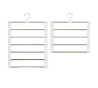 2Pcs Ladder Pants Rack,Trousers Hangers Space Saving,Stainless Steel Pants Hanger,5 and 7 Layer Pants Hanger, Space Saving, Non Slip,Versatile for Jeans, Trousers, Leggings, Tie, Scarf(49 * 35.8cm)