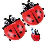 2pcs Ladybug Animal Insect Toothbrush Holder Bathroom Cartoon Toothbrush Toothpaste Wall Suction Holder Rack Container Organizer