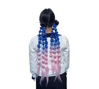 2pcs Lantern Bubble Ponytail Wig for Women Long Braid Hairstyle for Spicy Girl Street Style Photos(Sapphirebluelightpowder)