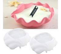 2Pcs Large 6.5 in Seashell Silicone Mold Resin Concrete Candle Tray Craft