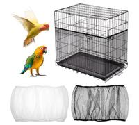 2pcs Large Bird Cage Seed Catcher Guards, Breathable Airy Nylon Mesh Material, Prevents Seed Mess, Acts as Stretchy Cage Guard, Fits Budgie, Cockatiel Various Species, Bird Cages(Black, White)