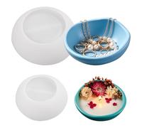 2PCS Large Bowl Silicone Molds Irregular Circle Container Resin Bowl Mold Jewelry Candle Holder Mold Silicone Molds for Epoxy Resin DIY Storage Art Crafts for Decor Gifts (1PC Large+1PC Smal)