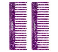 2Pcs Large Bright Violet Wide Tooth Comb for Women, Men, and Kids - Handmade, for Curly Hair. Long and Short Hair Detangler Comb for Wet and Dry Use. Professional Hair Cutting Comb - 6.29 Inches