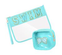2pcs Large Capacity Designs Sturdy PVC Makeup Pouches with Zippered and Wristlet for Everyday Use and Travel Storage