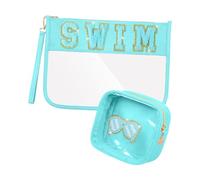 2pcs Large Capacity Designs Sturdy PVC Makeup Pouches with Zippered and Wristlet for Everyday Use and Travel Storage