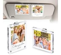 2Pcs Large Car Sun Visor Photo Clip - Magnetic 3.5"x 4.4" Acrylic Frame for Instax Wide& Polaroid i-Type Photos, Easy Clip-On Display for Car Interior,Car Auto Accessories Gifts for Family & Personal