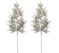2Pcs Large Christmas Snowy Pine Needle Branches with Berries Pine Cones, 68CM Frosted Christmas Tree Branches Cones Berries Picks Christmas Artificial Pine Stems Picks for Xmas Tree Vase Fillers Decor