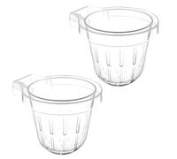 2Pcs Large Clear Aquarium Plant Holder 4.1inch Top Hanging Fish Tank Plant Pot Aquarium Plant Basket with Hook Top Aquarium Plant Cup Aquatic Plant Holder for Aquaponic Plants Cultivation (2Pcs Round)