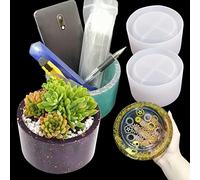 2PCS Large Concrete Plant Mold, 3.93" Internal Diameter Planter Silicone Mould, Cylinder Resin Mold for DIY Crafts Succulent Flower Pots Jewelry Trinkets Candle Holder Organizer