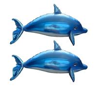 2PCS Large Dolphin Foil Balloons, 47 Inch Helium Supported Floating Mylar Balloons for Ocean Theme Party, Beach Event, Birthday Decoration, Blue Sea Animal Balloon Decor
