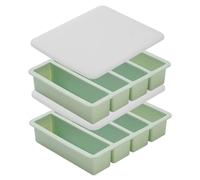 2PCS Large Ice Cube Moulds 4 Cavity Long Ice Cube Tray with Lid Easy-Release Stackable Silicone Freezer Moulds for Kitchen Cocktail Whiskey Drinks Green Tray with Lid