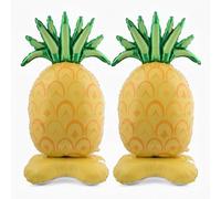 2Pcs Large Inflatable Standing Balloons Jumbo Pineapple & Indian Tiki Aluminium Foil Self-Standing Decorations with Elastic Ropes Tropical Hawaiian Luau Party Supplies for Summer Parties Birthday (B)
