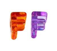 2Pcs Large Letter Beads for DIY Jewelry Making, Iridescent Acrylic Bubble Beads with 0.6cm Large Holes for Bracelets, Necklaces, Keychains and Lanyards F 2pcs