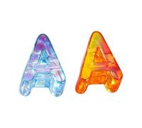 2Pcs Large Letter Beads for DIY Jewelry Making, Iridescent Acrylic Bubble Beads with 0.6cm Large Holes for Bracelets, Necklaces, Keychains and Lanyards A 2pcs