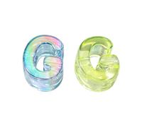 2Pcs Large Letter Beads for DIY Jewelry Making, Iridescent Acrylic Bubble Beads with 0.6cm Large Holes for Bracelets, Necklaces, Keychains and Lanyards G 2pcs