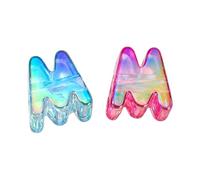 2Pcs Large Letter Beads for DIY Jewelry Making, Iridescent Acrylic Bubble Beads with 0.6cm Large Holes for Bracelets, Necklaces, Keychains and Lanyards M 2pcs