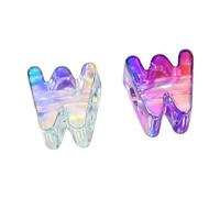 2Pcs Large Letter Beads for DIY Jewelry Making, Iridescent Acrylic Bubble Beads with 0.6cm Large Holes for Bracelets, Necklaces, Keychains and Lanyards W 2pcs