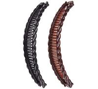 2Pcs Large One Black and One Brown Tort Banana Clips Fish Clips Vintage Clincher Combs Tool for Thick Curly Hair Accessories Long Comb Fish Grip Slide Hair Claws Set for Women
