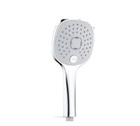 2pcs Large Panel Pressurized Shower with Filter Element Liquid Silicone Spout Three-Function Switching Hand-Held Sprinkler(Square Silver)