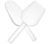 2pcs Large Plastic Ice Scoop, Food-Grade Grain Shovel | Small Plastic Scoop, Smooth Polished Surface, Ergonomic Handling, Transfers Contents from Bins to Containers, White Finish