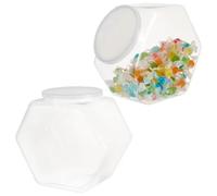 2Pcs Large Plastic Sweet Jars with Lids 3800ml Clear Hexagonal Storage Containers for Snacks, Biscuits, Dog Treats, Crafts, Laundry Pods, Pantry Supplies