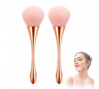 2Pcs Large Powder Makeup Brushes, Soft Synthetic Rose Gold Face Brush | 2Pcs Soft Fluffy Large Powder Makeup Brushes, Rose Gold Synthetic Bristle for Loose Powder Blush Bronzer Daily Face Makeup