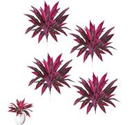 2PCS Large Realistic Artificial Boston Fern & Dragon's Blood Tree Plants, UV Resistant Fake Ferns with Vibrant Pink Purple Leaves, Outdoor Fake Plants for Garden Patio Wedding Balcony Decor (4PCS)