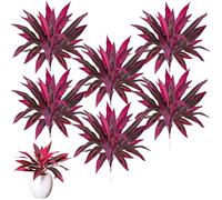 2PCS Large Realistic Artificial Boston Fern & Dragon's Blood Tree Plants, UV Resistant Outdoor Fake Plants with Vibrant Pink Purple Leaves for Garden, Patio, Balcony, Wedding Decor (6pcs)