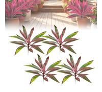 2PCS Large Realistic Artificial Boston Fern & Dragon's Blood Tree Plants, Vibrant Faux Outdoor Plants Pink and Purple, UV Resistant Fake Ferns for Garden, Patio, Wedding, Balcony (#C,4Pcs)